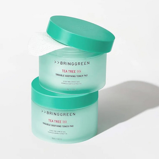 BRINGGREEN โทนเนอร์แพด Tea Tree Cica Trouble Soothing Toner Pad 150กรัม
