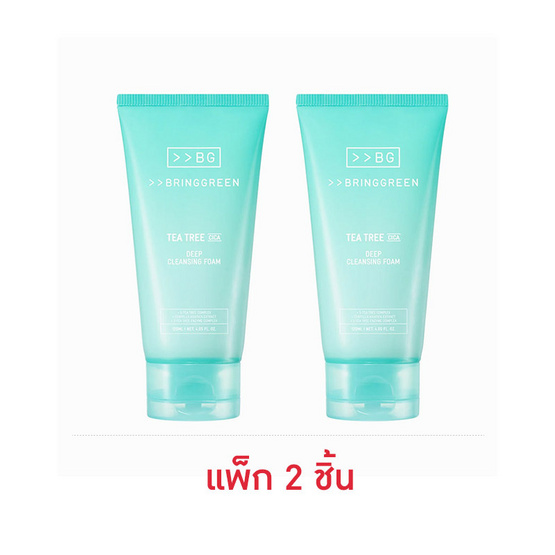 BRINGGREEN โฟมล้างหน้าสูตรอ่อนโยน Tea Tree Cica Deep Cleansing Foam 120มล (แพ็กคู่)