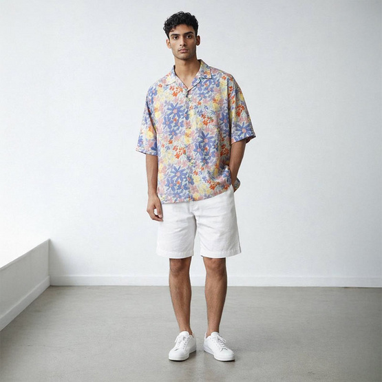 KORU เสื้อฮาวาย สีขาว รุ่น สวัสดีสงกรานต์ Free size