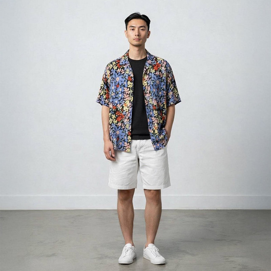 KORU เสื้อฮาวาย สีดำ รุ่น สวัสดีสงกรานต์ Free size