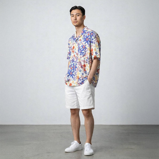 KORU เสื้อฮาวาย สีฟ้า รุ่น สวัสดีสงกรานต์ Free size