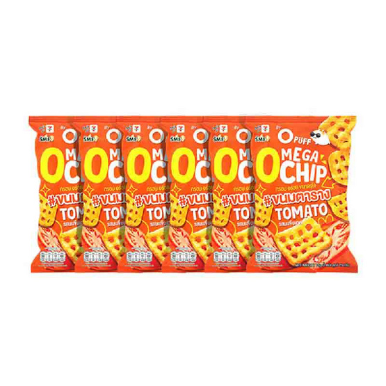 โอพัฟเมก้าโอชิปส์ ขนมข้าวเกรียบรสมะเขือเทศ 75 กรัม (แพ็ก 6 ชิ้น)