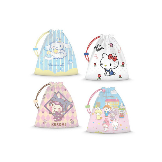 CODE:D กระเป๋าหูรูด Sanrio คละลาย (แพ็ก 4 ชิ้น)