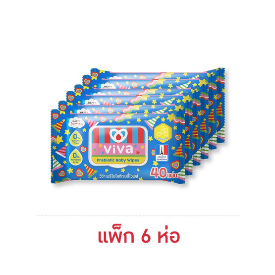 วีว่า ทิชชู่เปียก พรีไบโอติกส์ ไวพส์ 40 แผ่น (แพ็ก 6 ห่อ)