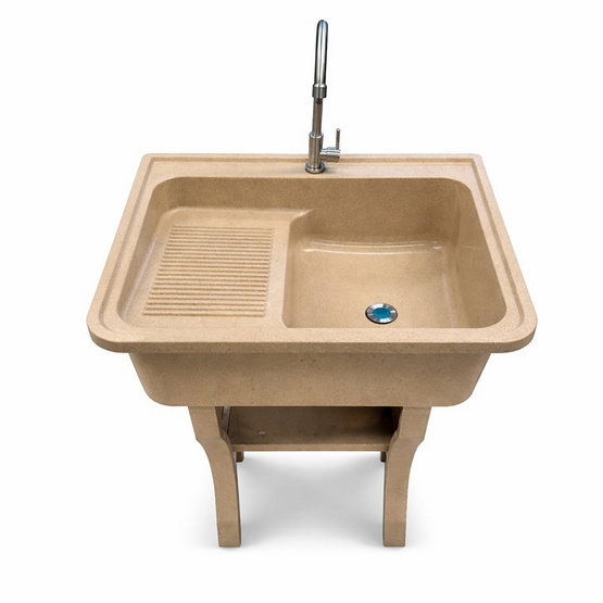 Dinosaur washtub อ่างล้างจานขาตั้ง หินควอตซ์ 1 หลุม 1 ที่พัก สี sand