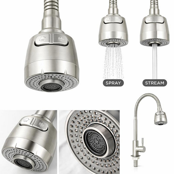 ก๊อกซิงค์เดี่ยวเคาน์เตอร์ DINOFAUCET02 SILVER