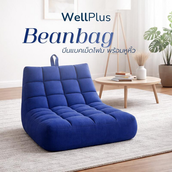 WellPlus Bean Bag บีนแบคลายตาราง หุ้มผ้าแคนวาส เม็ดโฟมพรีเมียม