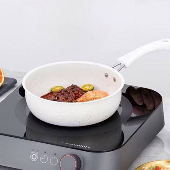 TIN TIN กระทะเทฟล่อนก้นลึก ขนาด 19cm. รุ่น Z0153 - White