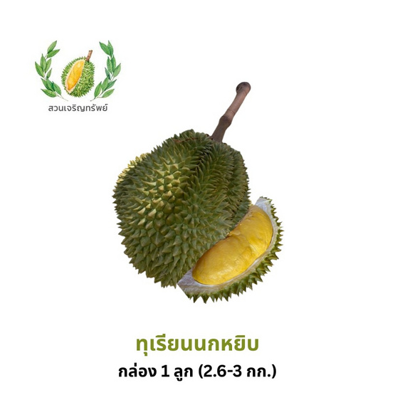 สวนเจริญทรัพย์ ทุเรียนนกหยิบ กล่อง 1 ลูก (2.6-3.0 กก.)