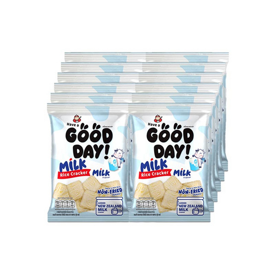แฮฟอะกู้ดเดย์ ขนมข้าวอบกรอบมินิรสนม 36 กรัม (แพ็ก 12 ชิ้น)
