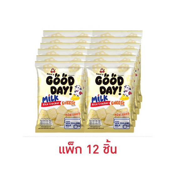 แฮฟอะกู้ดเดย์ ขนมข้าวอบกรอบมินิรสชีส 36 กรัม (แพ็ก 12 ชิ้น)