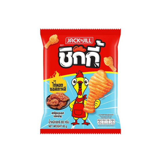 ชิกกี้ ขนมทอดกรอบรูปน่องไก่รสไก่ทอดซอสเกาหลี 65 กรัม (ยกลัง 12 ชิ้น)