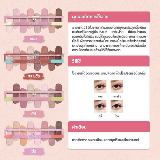 Mongrang พาเลทอายแชโดว์ The Fashionista Eye Palette 6.8 กรัม