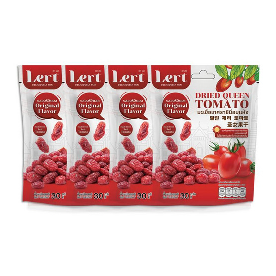 เลิศ มะเขือเทศราชินีอบแห้ง รสออริจินอล 30 กรัม (แพ็ก 4 ชิ้น)
