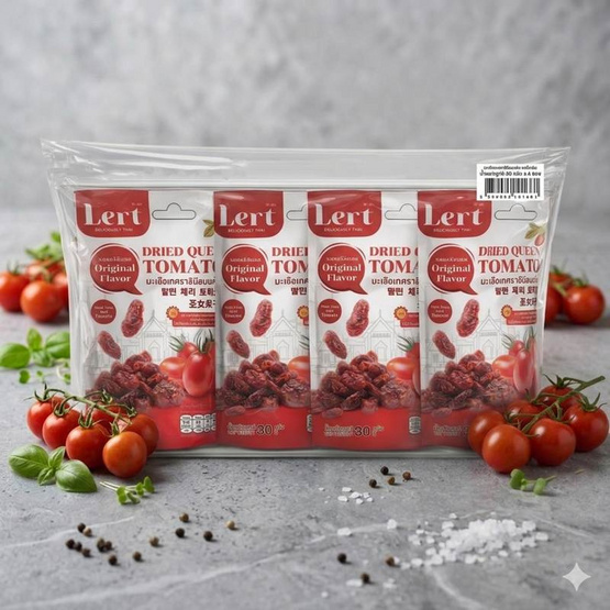 เลิศ มะเขือเทศราชินีอบแห้ง รสออริจินอล 30 กรัม (แพ็ก 4 ชิ้น)