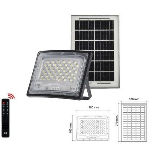 HI-TEK โคมฝลัดไลท์โซล่า LED แบบโค้ง แสงขาว