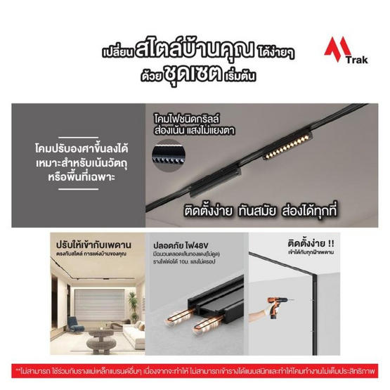 HI-TEK ชุดโคมไฟ เข้ารางแม่เหล็ก แบบกริลล์ M TRAK ครบชุด