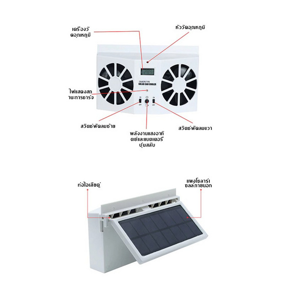 TS พัดลมดูดอากาศไฟฟ้า พลังงานแสงอาทิตย์ ประหยัดพลังงานแบบพกพา สําหรับรถยนต์ รุ่น AUTO0015