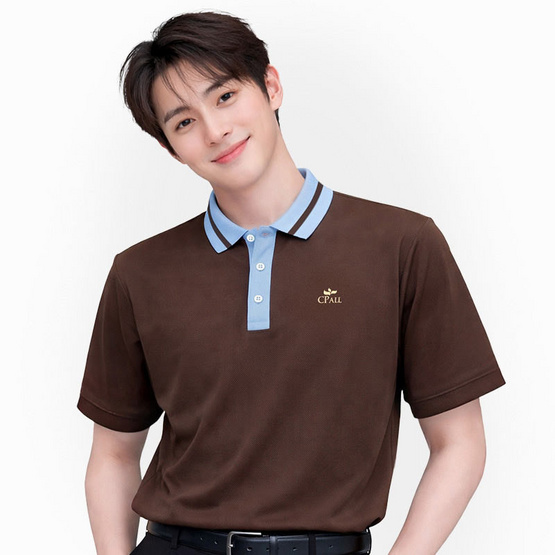 CP ALL เสื้อโปโลชาย Upcycling สีน้ำตาล