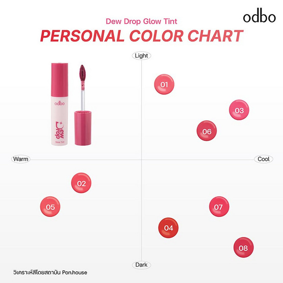 Odbo ลิปทินท์ Dew Drop Glow Tint 3 กรัม