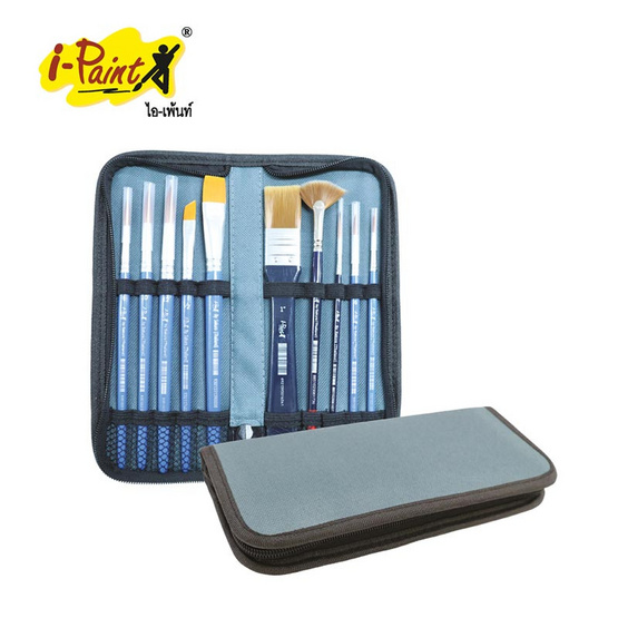 I-PAINT Hobby Brush Collection ชุดพู่กัน 10 ด้าม พร้อมกระเป๋า