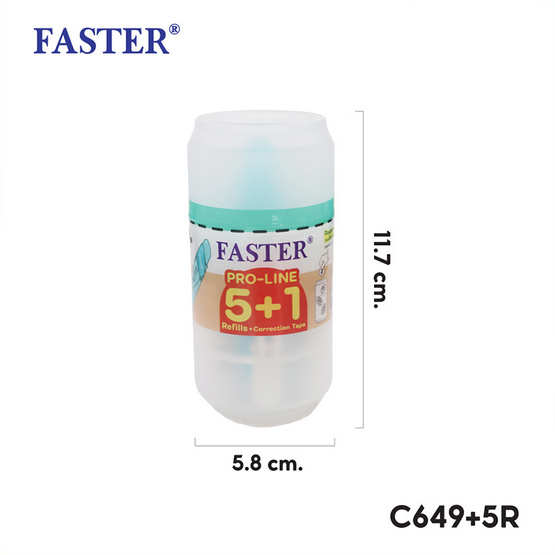 FASTER PRO-LINE ชุดเทปลบคำผิดโปรไลน์ 5mm X 6m + ฟรี 5 รีฟิล