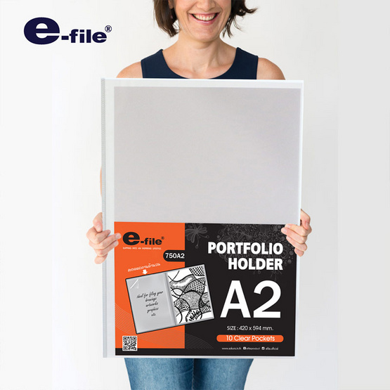 e-file แฟ้มสะสมผลงาน Portfolio Holder ขนาด A2 ปกพลาสติก PP