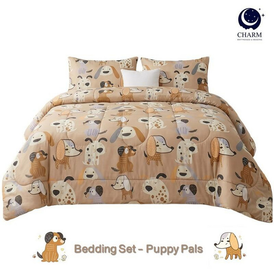 Charm ชุดผ้าปูรวมนวม Puppy Pals