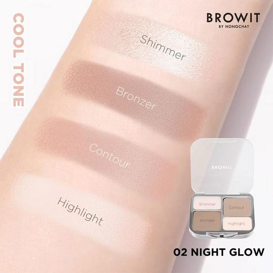 Browit พาเลทไฮไลท์และคอนทัวร์ Face On Point Highlight & Contour 1.1กรัม+1.5กรัม+2.5กรัมx2