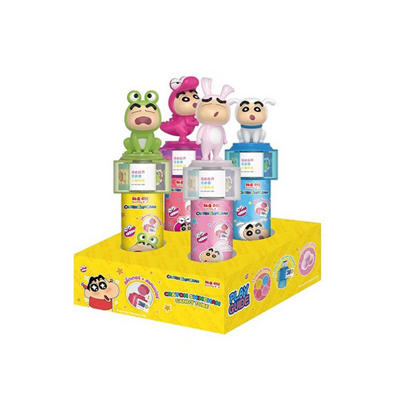 โอเค ลูกอมกลิ่นผลไม้ชินจังสติ๊กเกอร์ทิวบ์ คละแบบ 10 กรัม (แพ็ก 4 ชิ้น)