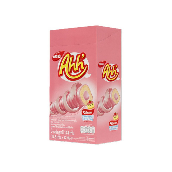 อ๊ะห์ ข้าวโพดอบกรอบสอดไส้รสสตรอเบอร์รีชีสเค้ก 14.5 กรัม (แพ็ก 12 ชิ้น)