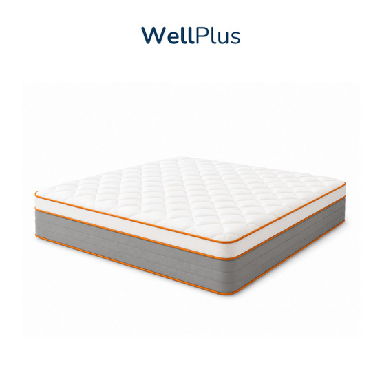 Wellplus (อัดสุญญากาศ) ที่นอนสปริงพรีเมียมเสริมยางพาราเเท้ รุ่น Hoop หนา 12 นิ้ว