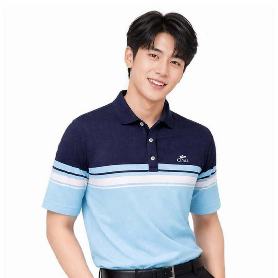 CP ALL เสื้อโปโลชาย Upcycling สีฟ้ากรม
