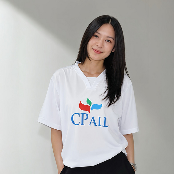 CP ALL เสื้อยืดคอวาย สีขาว Unisex