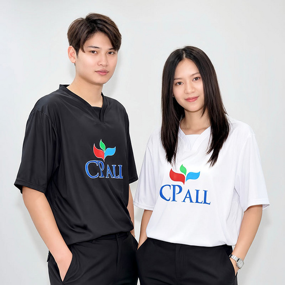 CP ALL เสื้อยืดคอวาย สีขาว Unisex