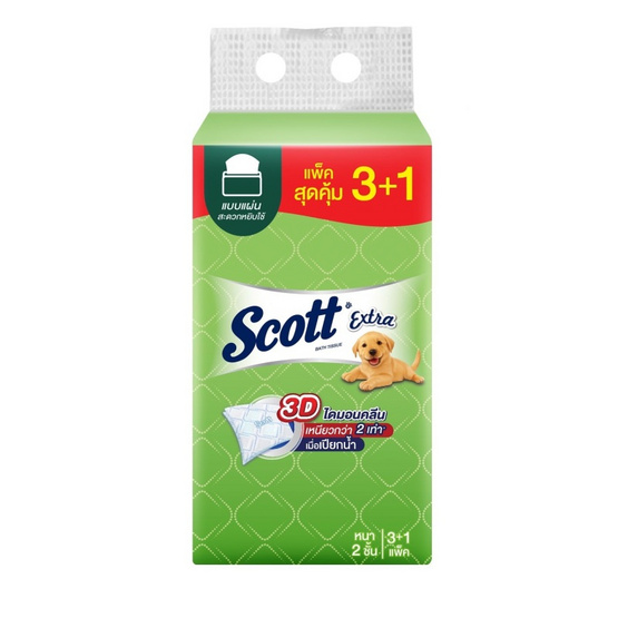 สก๊อตต์เอ็กซ์ตร้า รุ่นแผ่นดึง 150 แผ่น (แพ็ก 3+1)