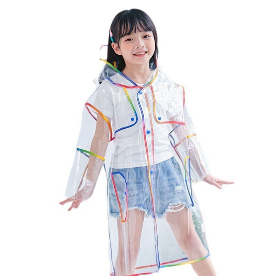 Rain coat KID ชุดกันฝนเด็ก PVC Clear-Rainbow