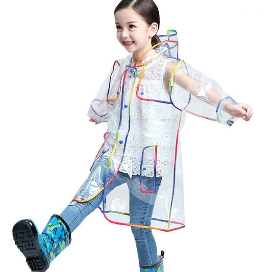 Rain coat KID ชุดกันฝนเด็ก PVC Clear-Rainbow