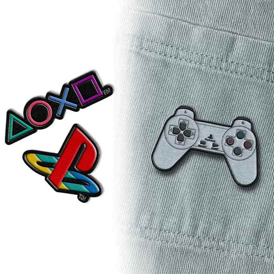SET GIFT CARD SONY PLAYSTATION 500B. 3 ใบ + แผ่นผ้าทอโพลีเอสเตอร์ LOGO PLAYSTATION 3 ชิ้น