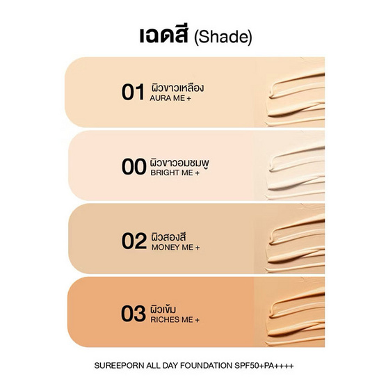 Sureeporn รองพื้น All Day Foundation SPF 50+ PA++++ 15 กรัม