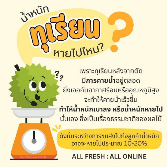 สวนลูกสาวกำนัน ทุเรียนหมอนทองจันบุทรี 2 ลูก (5-5.5 กก.)