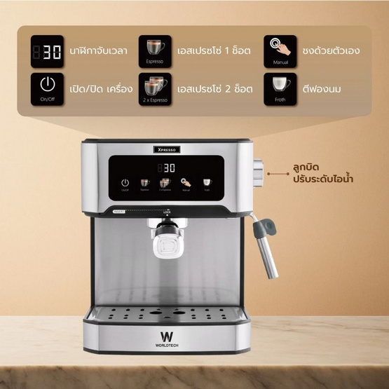 Worldtech เครื่องชงกาแฟและชา พร้อมก้านชงแคปซูล รุ่น WT-CM404