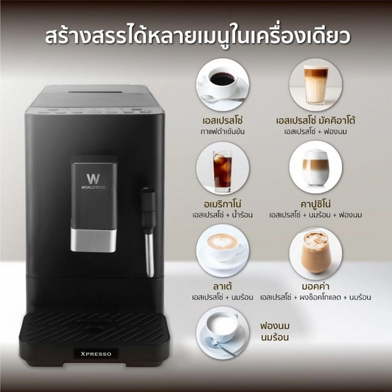 Worldtech เครื่องชงกาแฟอัตโนมัติ แรงดัน 20 บาร์ รุ่น WT-CM502