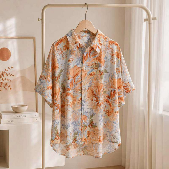 KORU เสื้อค้างคาว รุ่น เพ้นท์สีน้ำตาล