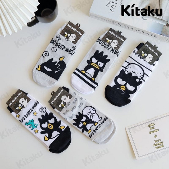 Kitaku Badbadtzmaru ถุงเท้าข้อสั้น 1 เซต 5 คู่ Free size