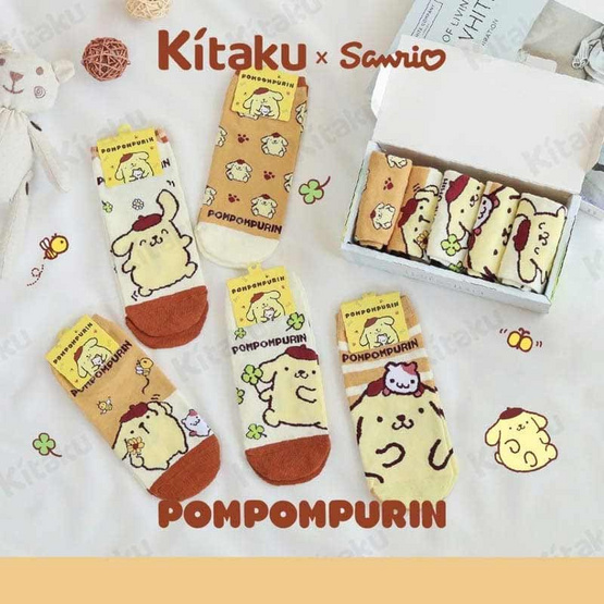 Kitaku Pompompurin ถุงเท้าข้อสั้น 1 เซต 5 คู่ Free size