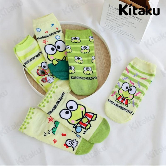Kitaku Kerokerokeroppi ถุงเท้าข้อสั้น 1 เซต 5 คู่ Free size