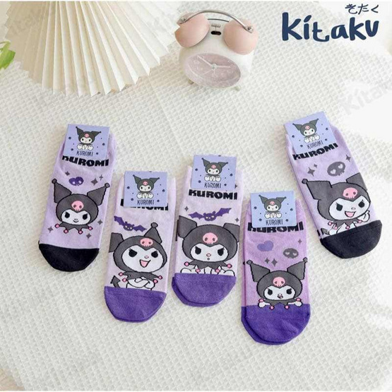 Kitaku Kuromi ถุงเท้าข้อสั้น 1 เซต 5 คู่ Free size