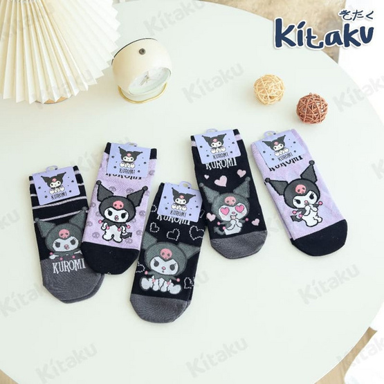 Kitaku Kuromi ถุงเท้าข้อสั้น 1 เซต 5 คู่ Free size