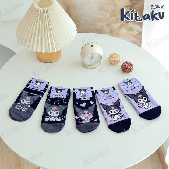 Kitaku Kuromi ถุงเท้าข้อสั้น 1 เซต 5 คู่ Free size